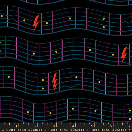 Teddy And The Bears Music Black, 1/2 Yard