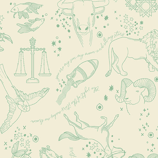 Astrologika Newsprint Infinite Heavens by Eye Candy Quilts, 1/2 yard