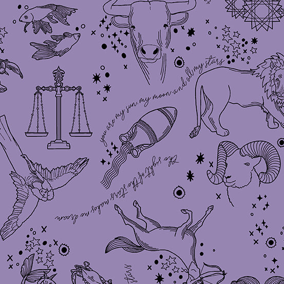 Astrologika Wisteria Infinite Heavens by Eye Candy Quilts, 1/2 yard