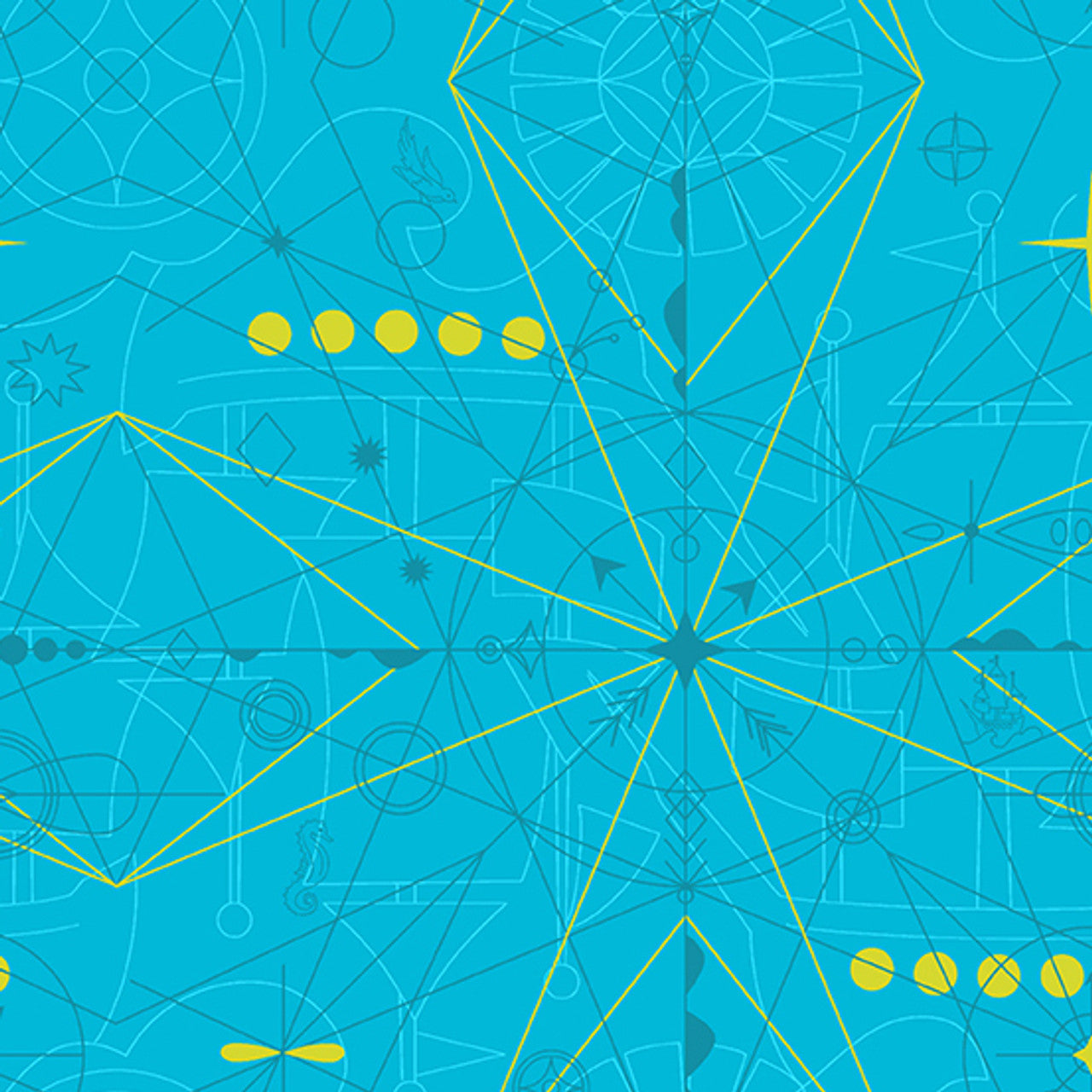 Sun Print 2022 - 10th Anniversary Collection by Alison Glass Compass Water, 1/2 Yard