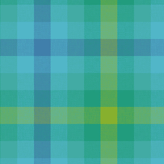 Kaleidoscope Stripes & Plaids, Teal Plaid, 1/2 Yard