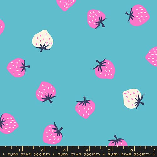Strawberry Toss Turqouise, 1/2 Yard