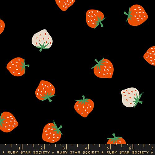 Strawberry Toss Black, 1/2 Yard