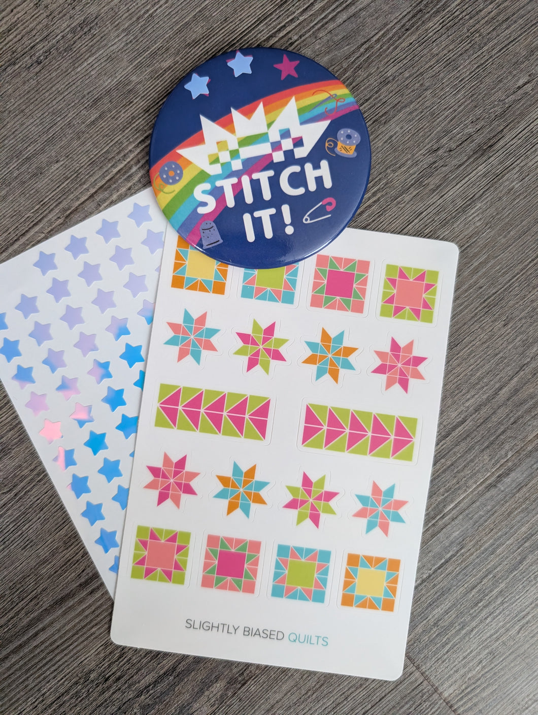 Stitch It! Quilt Along Button + Sticker Pack