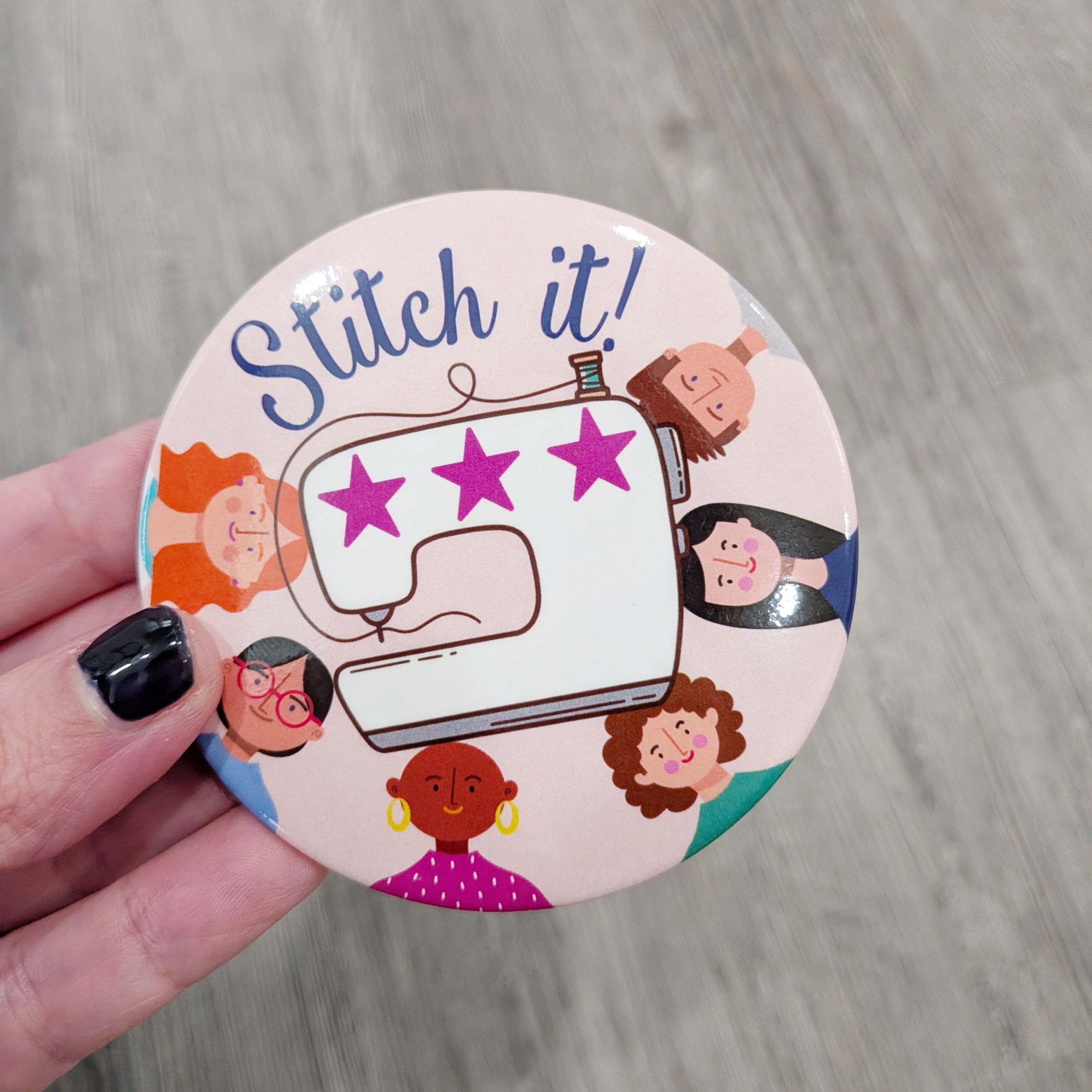Stitch It! Quilt Along Pin-Back Button + Stickers