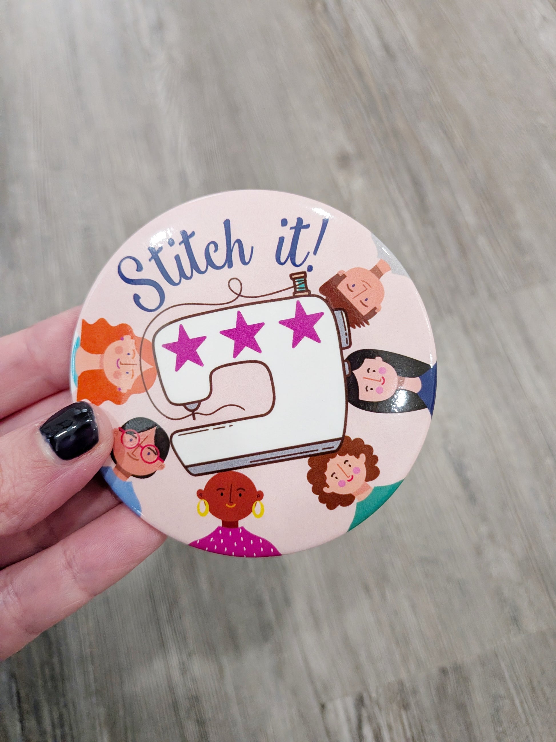 Stitch It! Quilt Along Pin-Back Button + Stickers