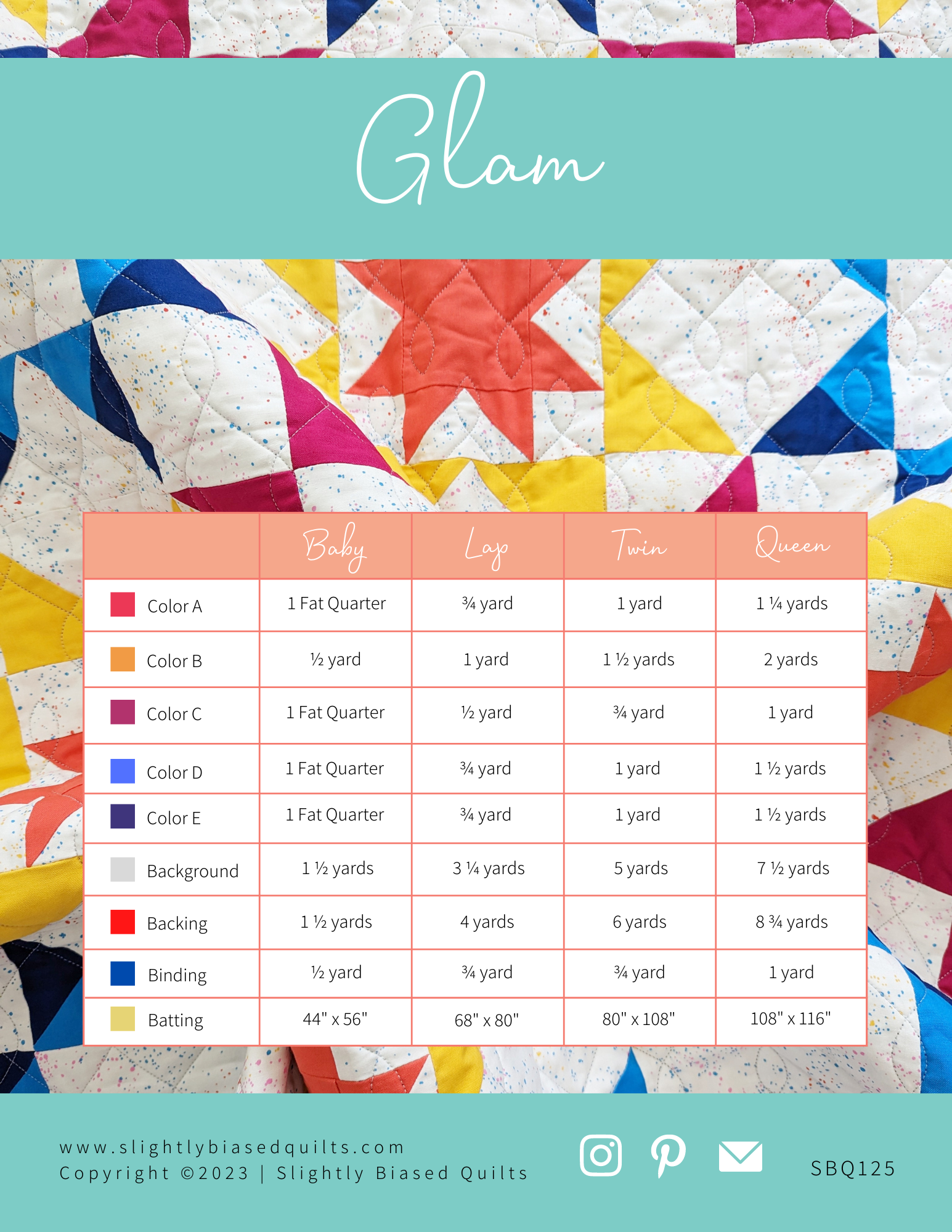 Glam PDF Quilt Pattern - Automatic Download