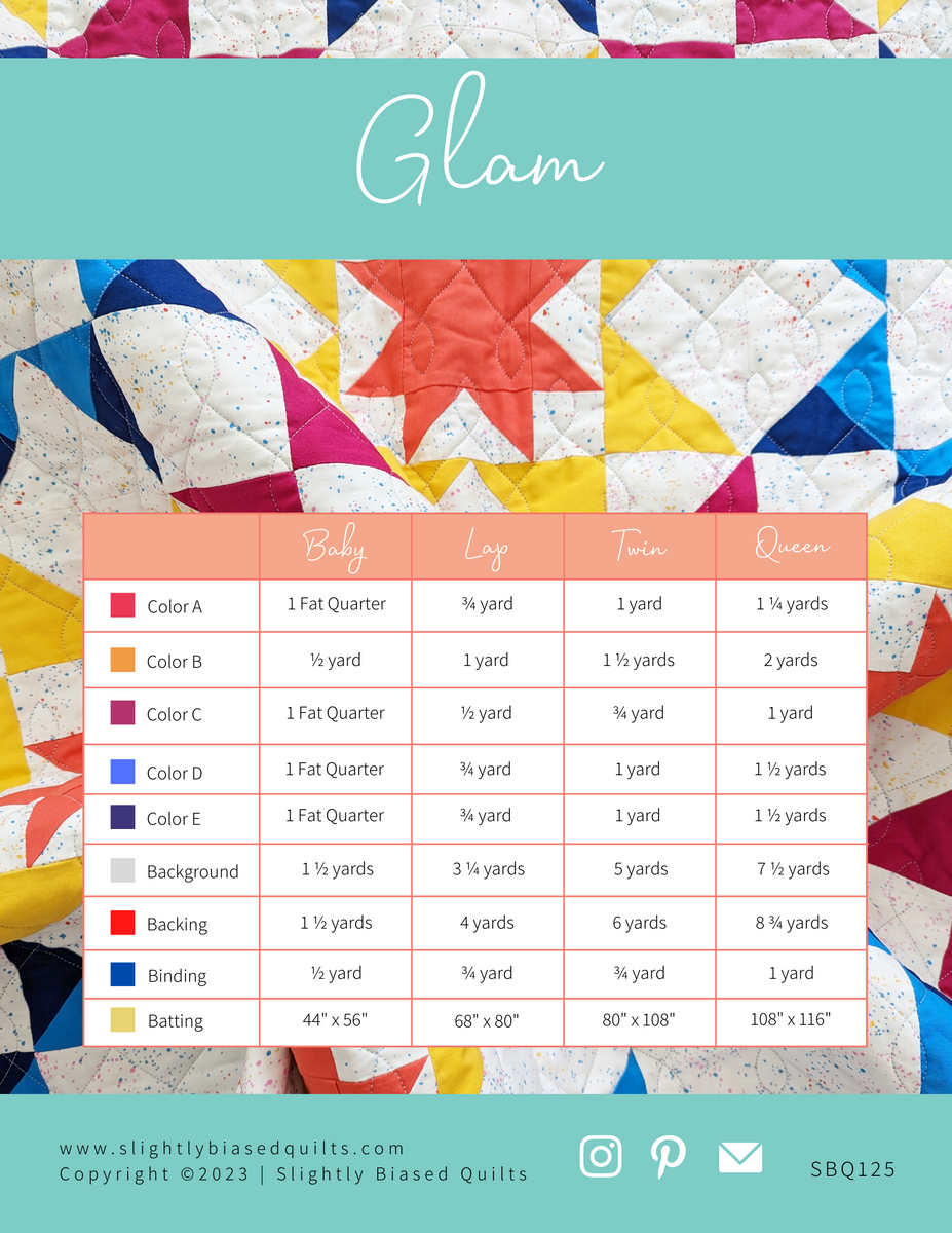 Glam PDF Quilt Pattern - Automatic Download – Slightly Biased Quilts