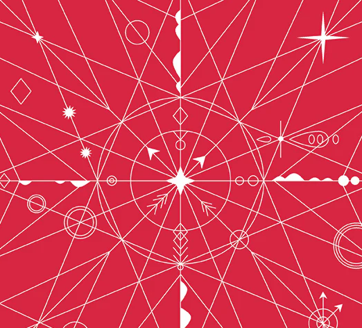 Hopscotch Compass in Strawberry by Alison Glass, 1/2 yard