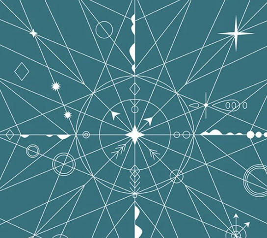 Hopscotch Compass in Isle Blue by Alison Glass, 1/2 yard