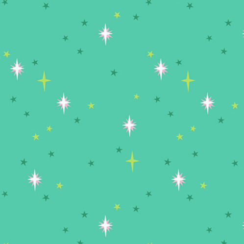 Moonlit Garden, Starry Sky in Peacock, 1/2 Yard