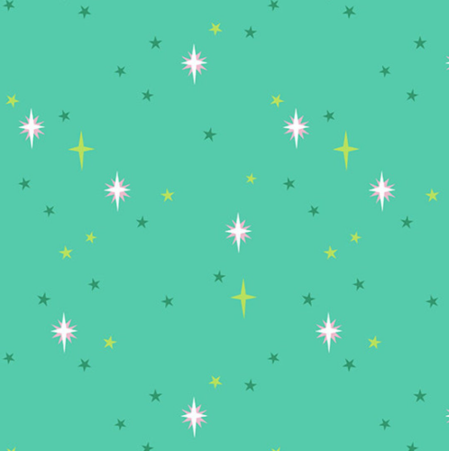 Moonlit Garden, Starry Sky in Peacock, 1/2 Yard