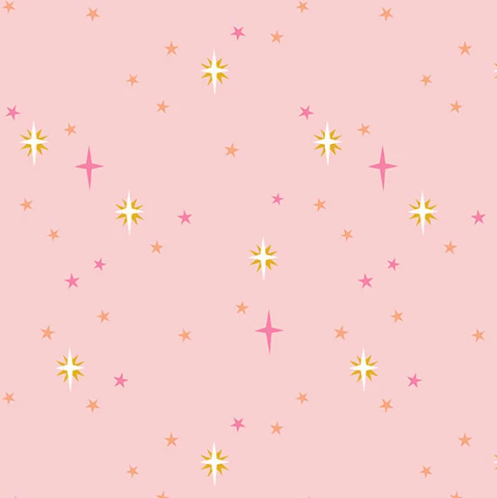 Moonlit Garden, Starry Sky in Pink, 1/2 Yard