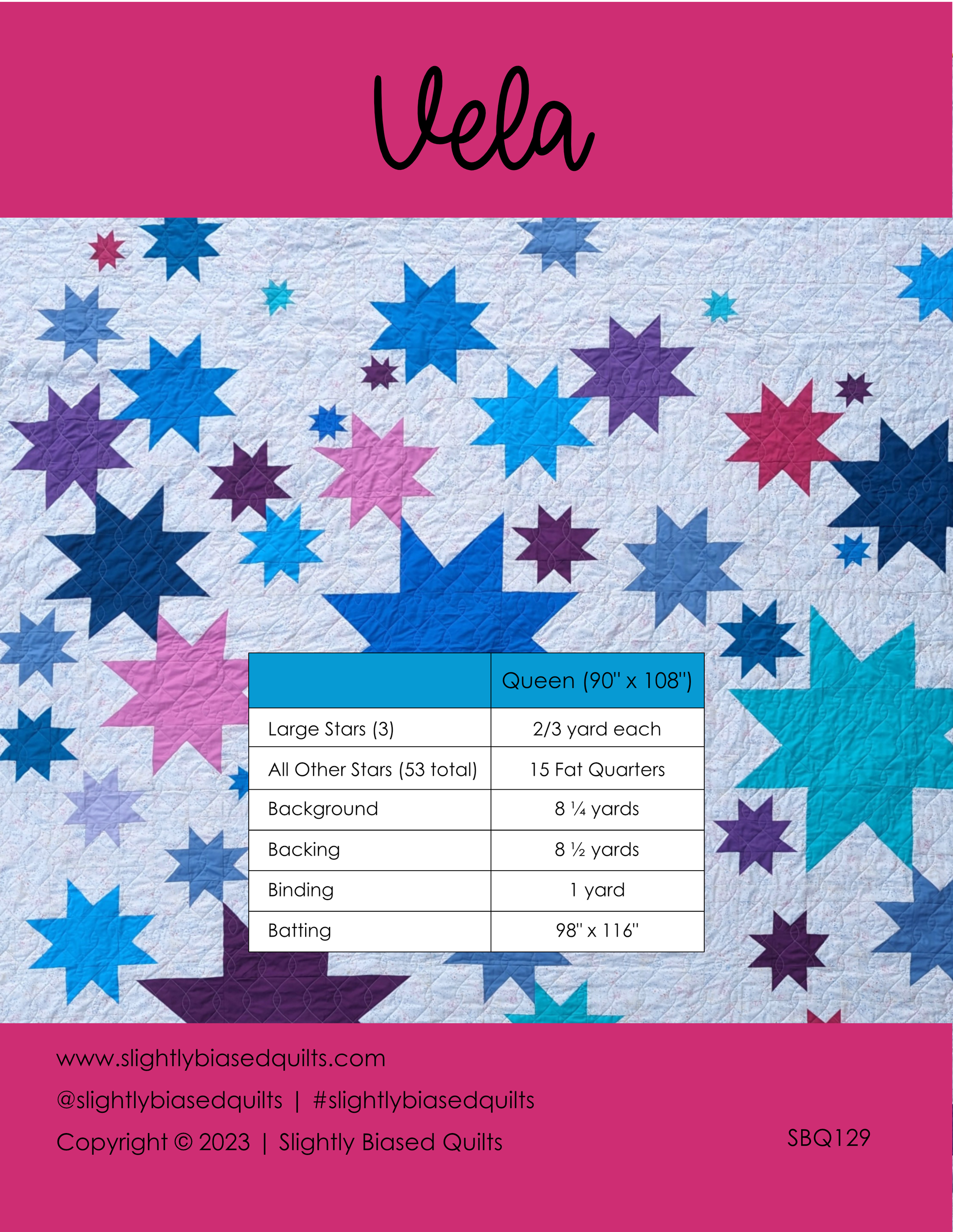 Vela Queen PAPER Quilt Pattern