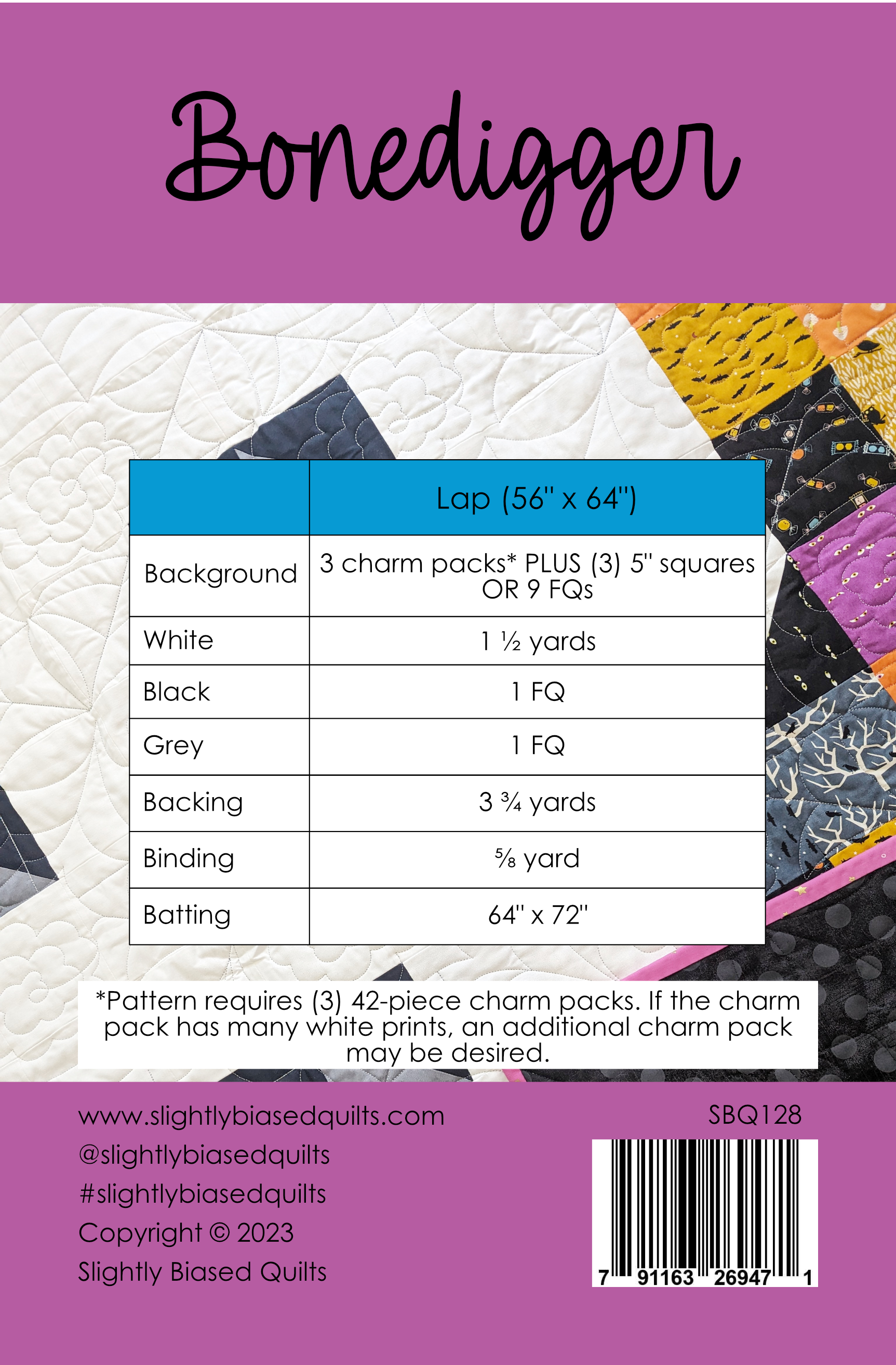 Bonedigger PDF Quilt Pattern - Automatic Download