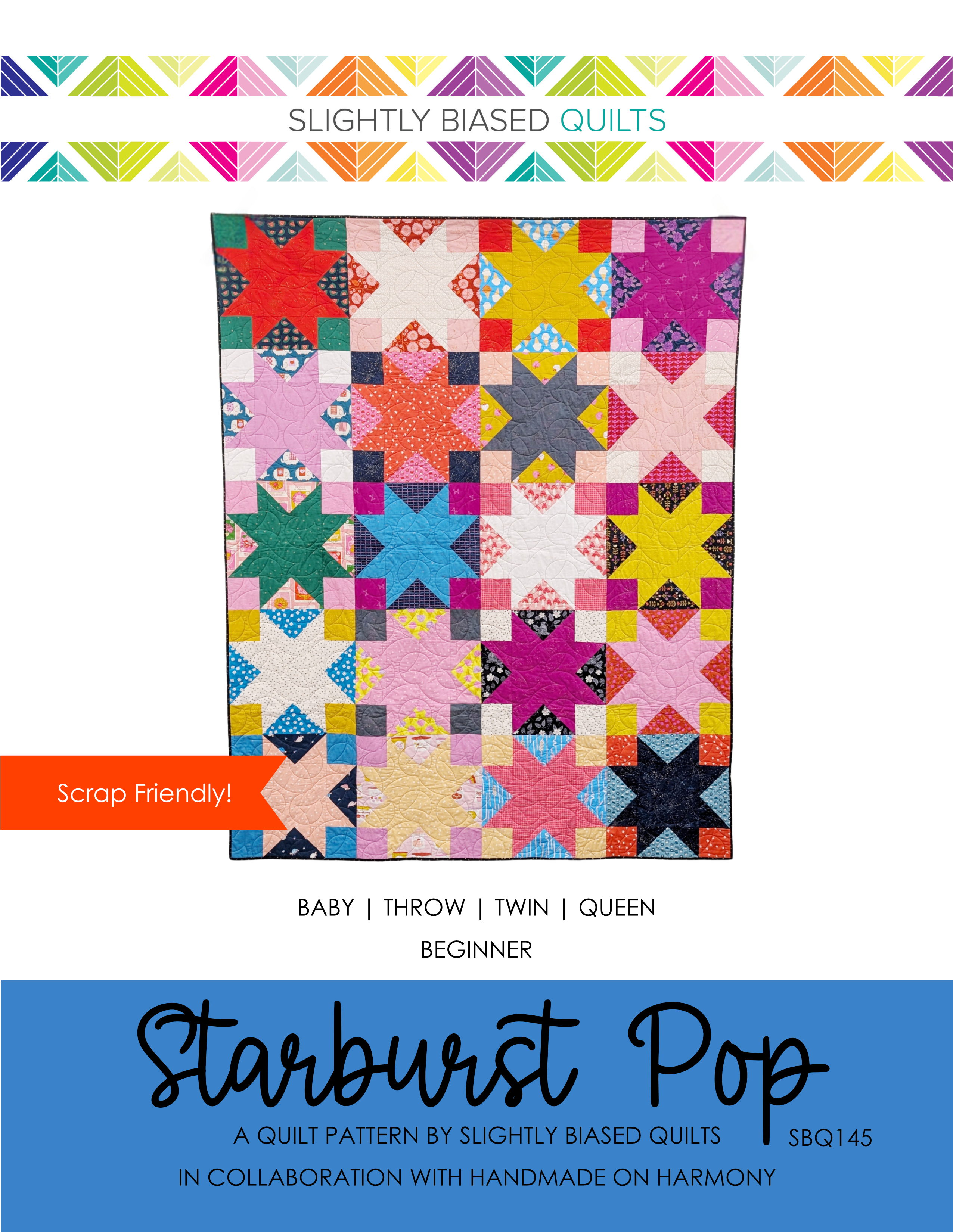 Starburst Pop PDF Quilt Pattern - Automatic Download
