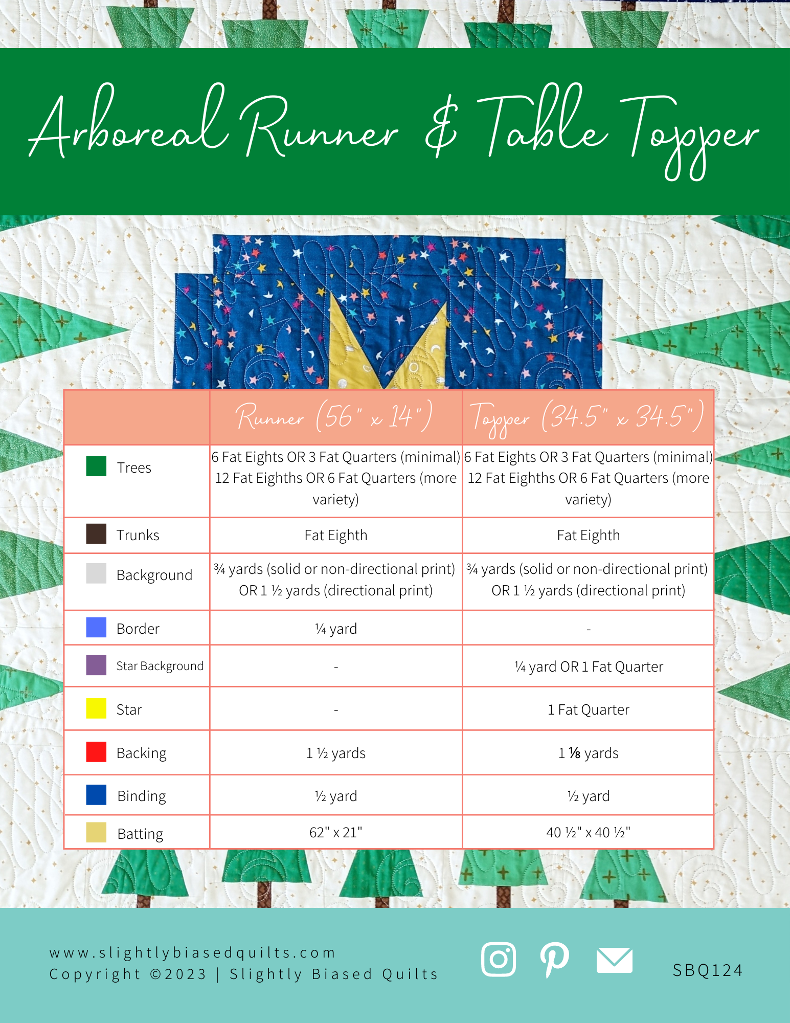 Arboreal Runner & Table Topper PDF Quilt Pattern - Automatic Download